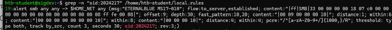 Testing the MS17-010 rule offset against eternalblue.pcap