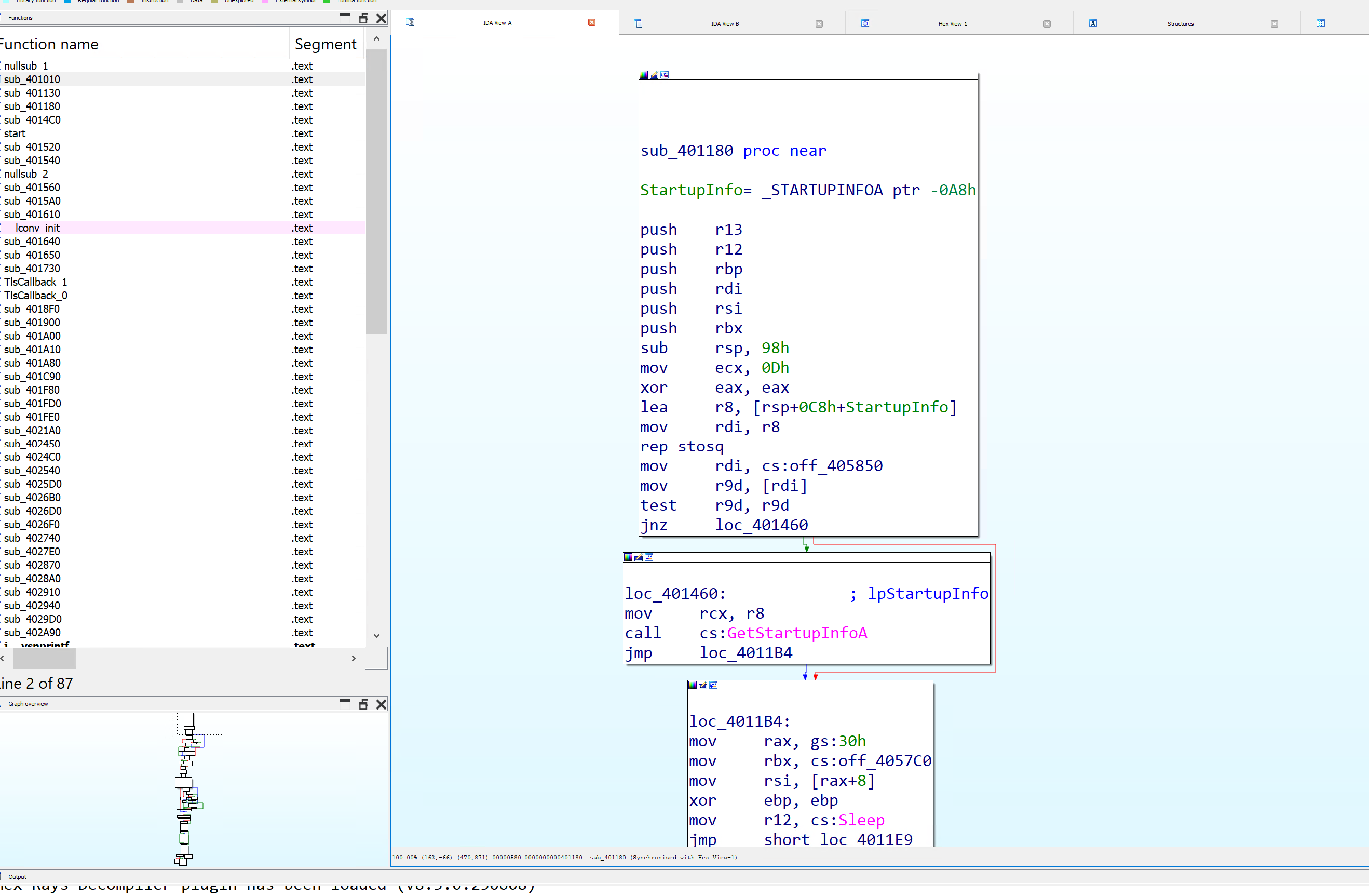IDA sub_401650 showing CRT-init API calls
