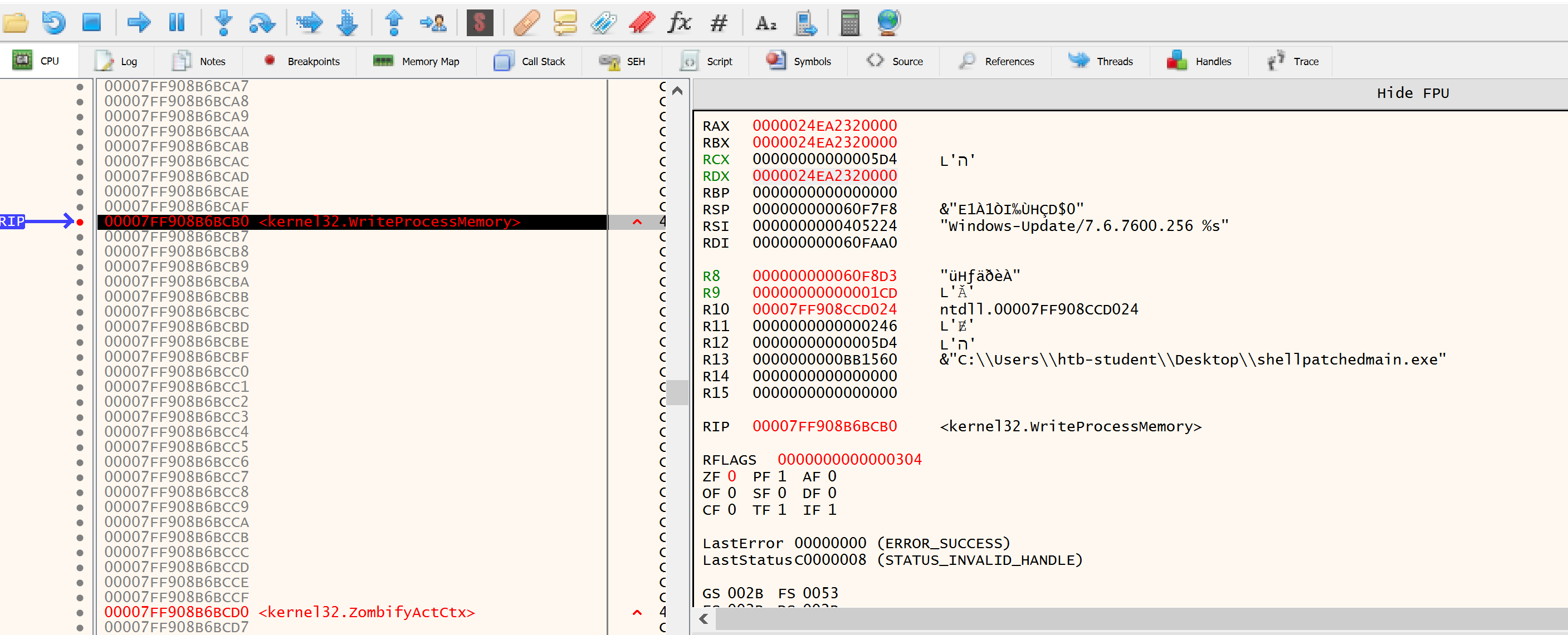 The base address in RDX