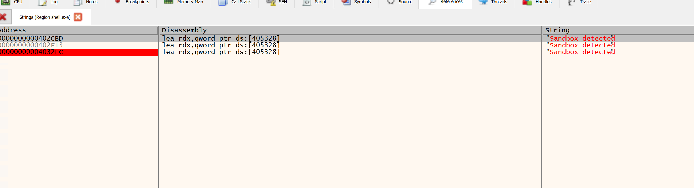 Navigating from the string reference