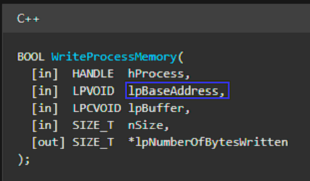 WriteProcessMemory lpBaseAddress