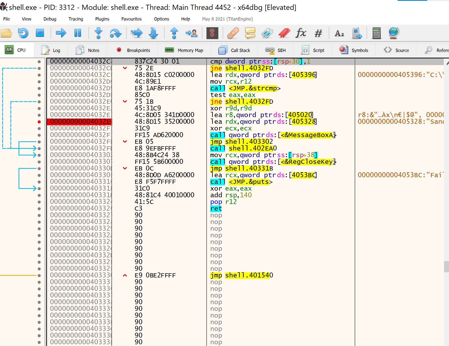 x64dbg go-to address and toggle breakpoint