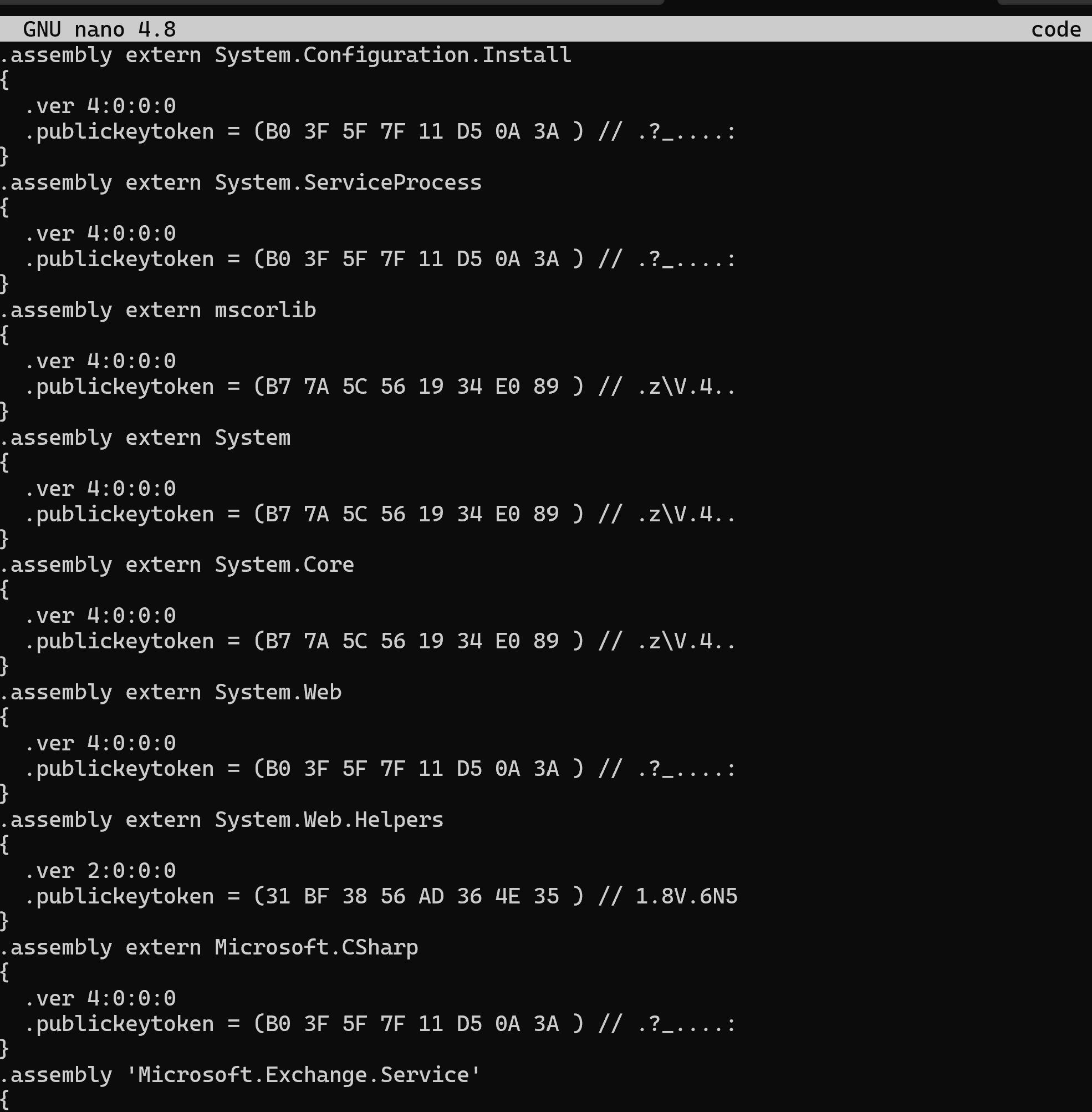 monodis output for the Neuron .NET assembly, showing class and function names