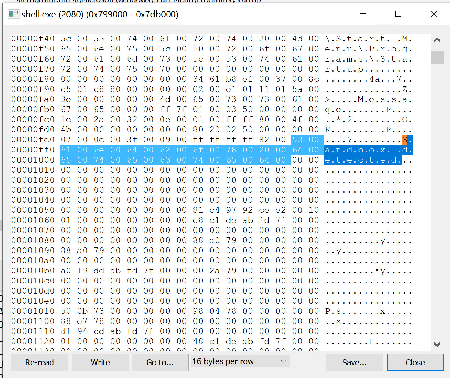 Process Hacker confirming the sandbox string location
