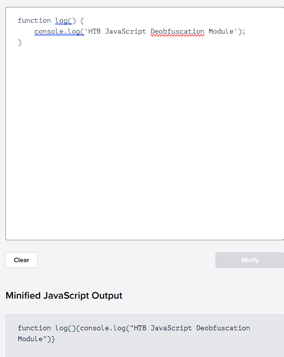 Minified JavaScript example