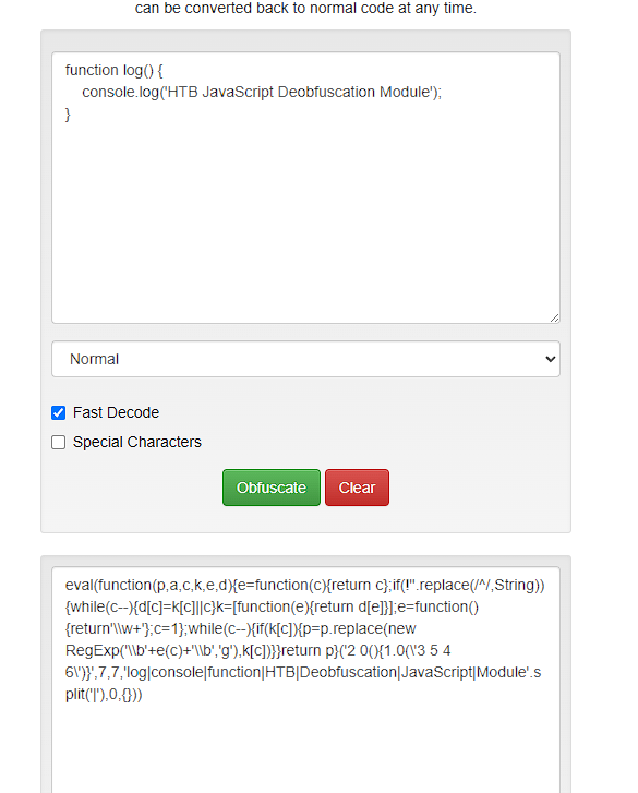 JavaScript before packing