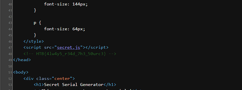 Source code section flag