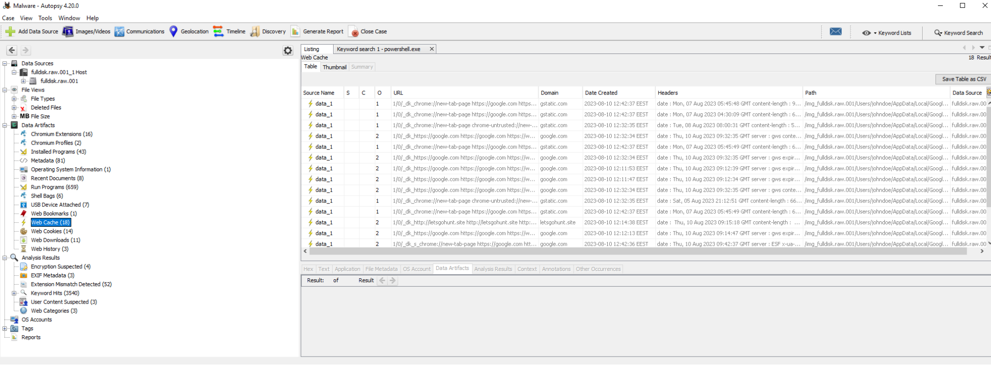Disk Forensics screenshot