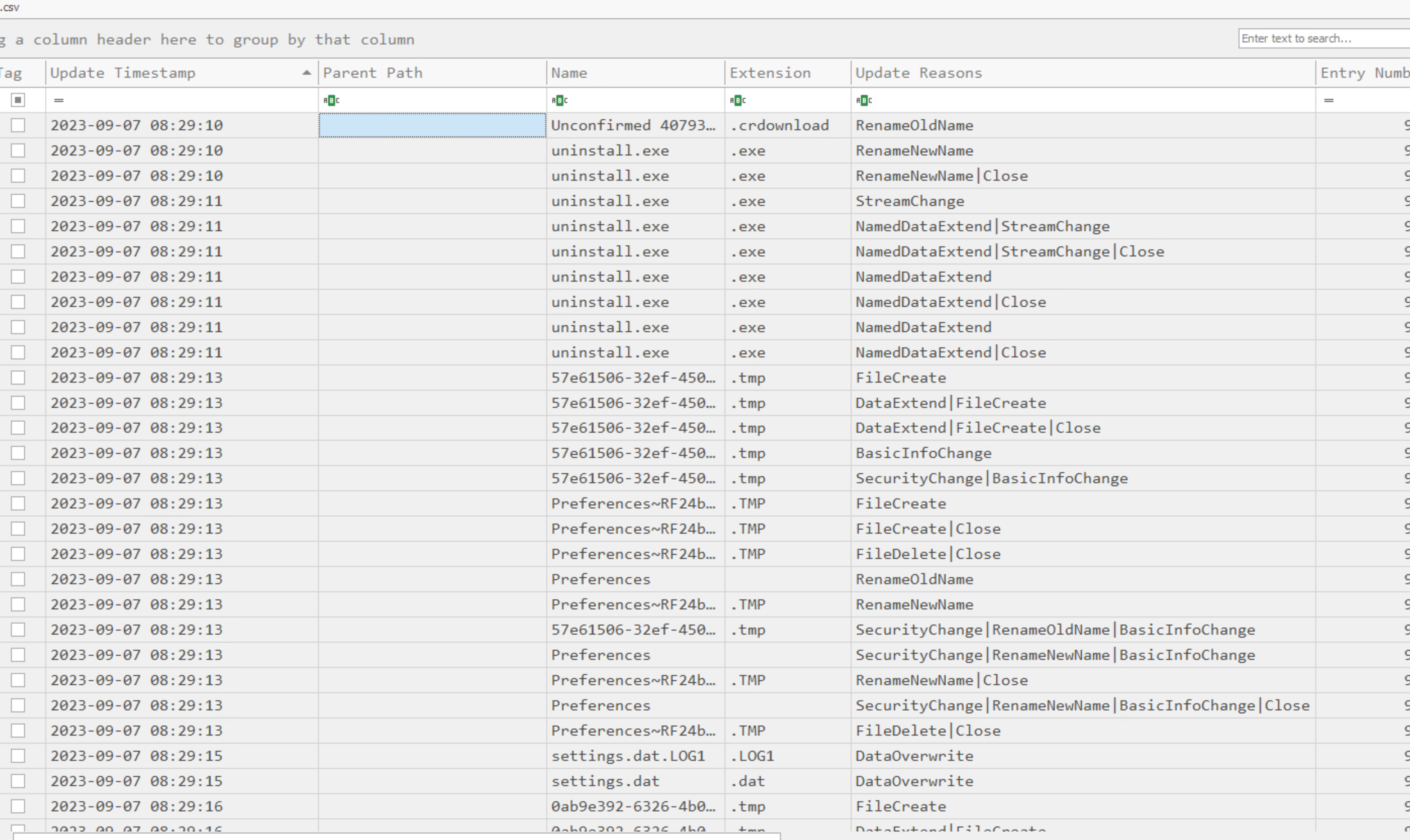 Analyzing the USN Journal Using MFTECmd screenshot