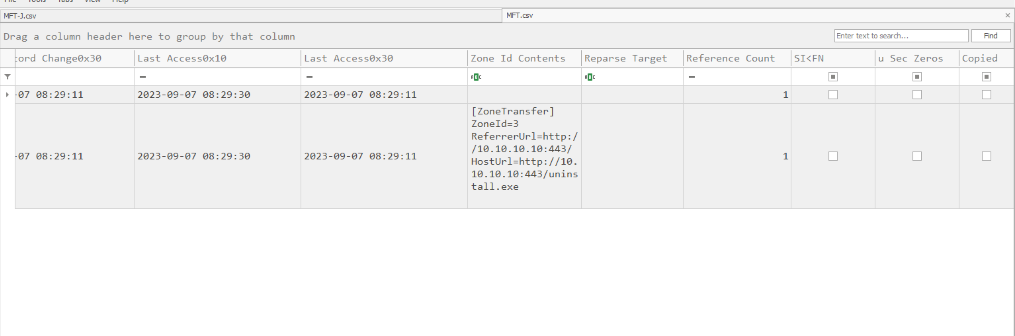 Analyzing the USN Journal Using MFTECmd screenshot