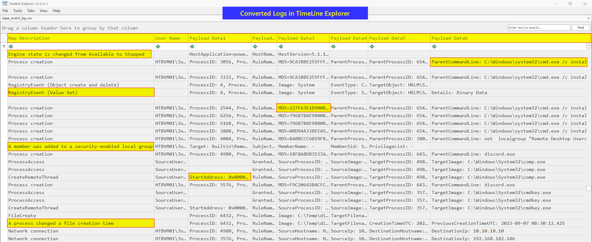 EvtxECmd screenshot
