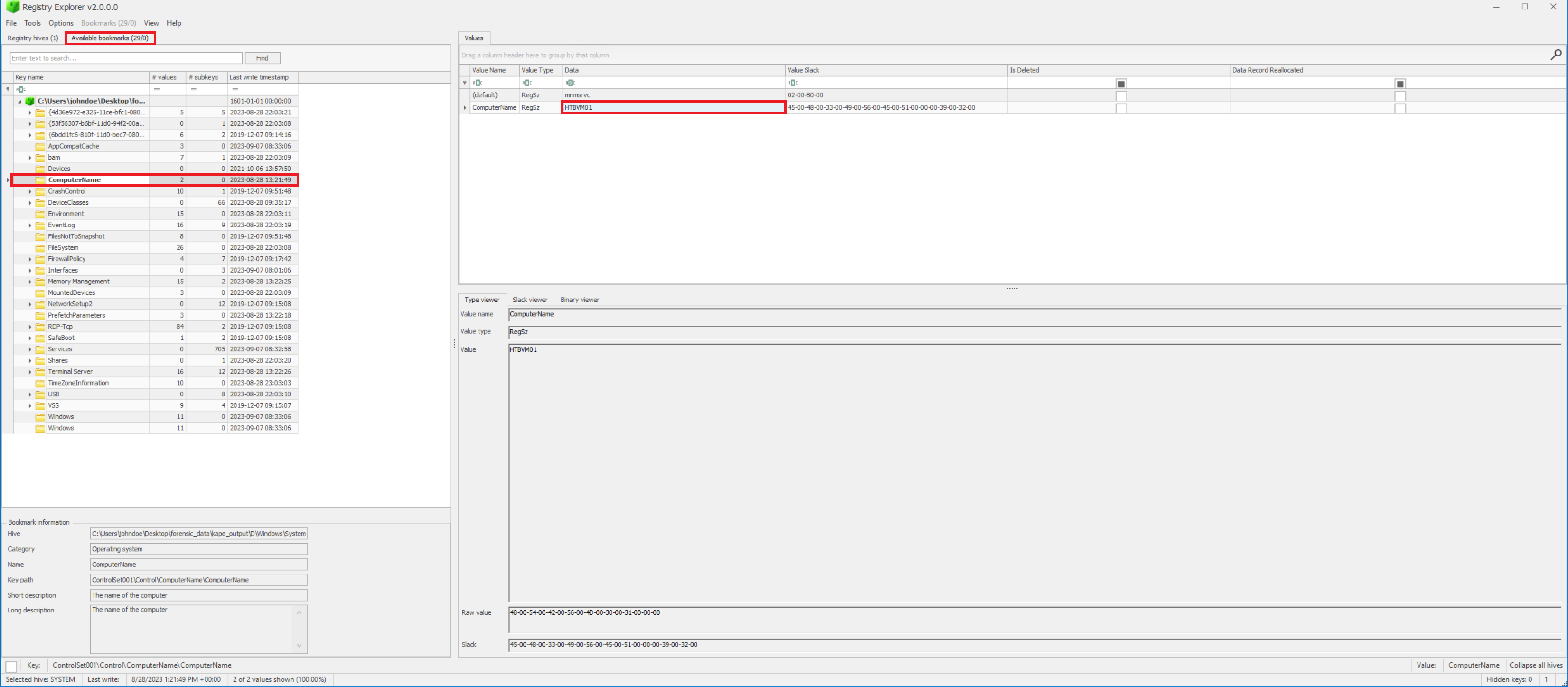 Windows Registry Analysis screenshot