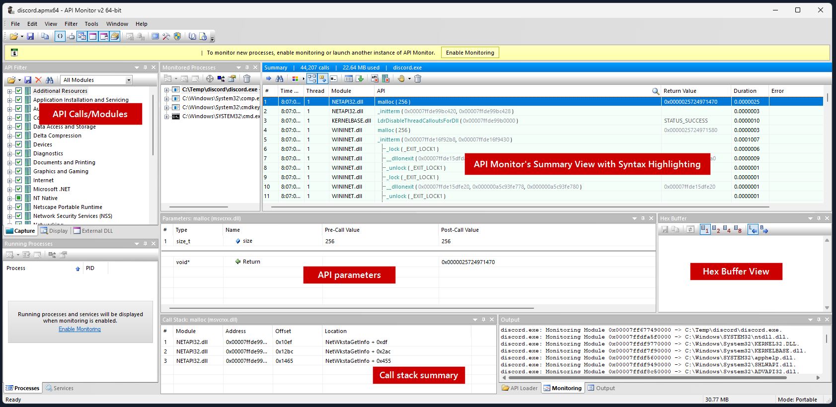 API Monitor Files screenshot