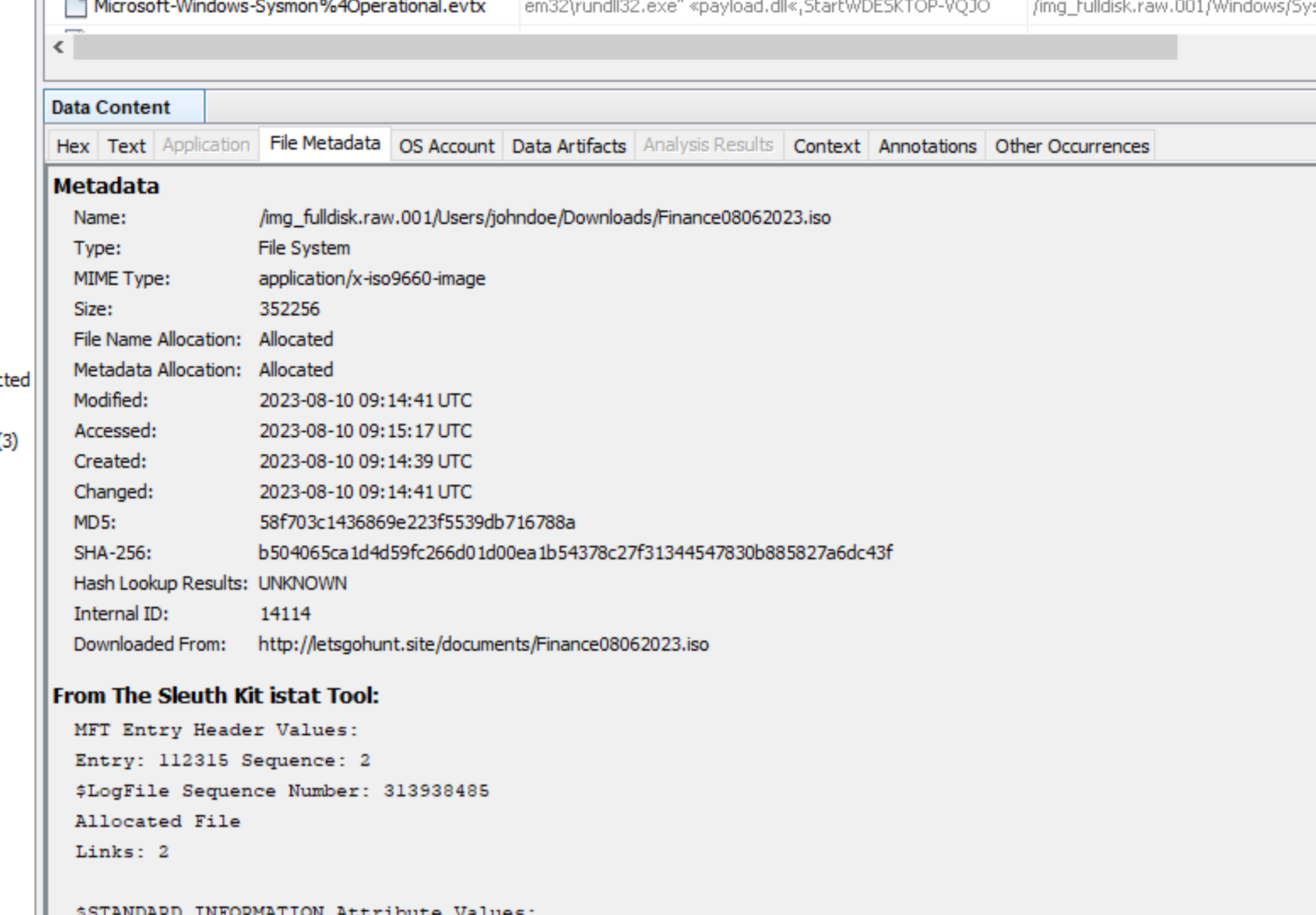 Disk and Triage Analysis screenshot