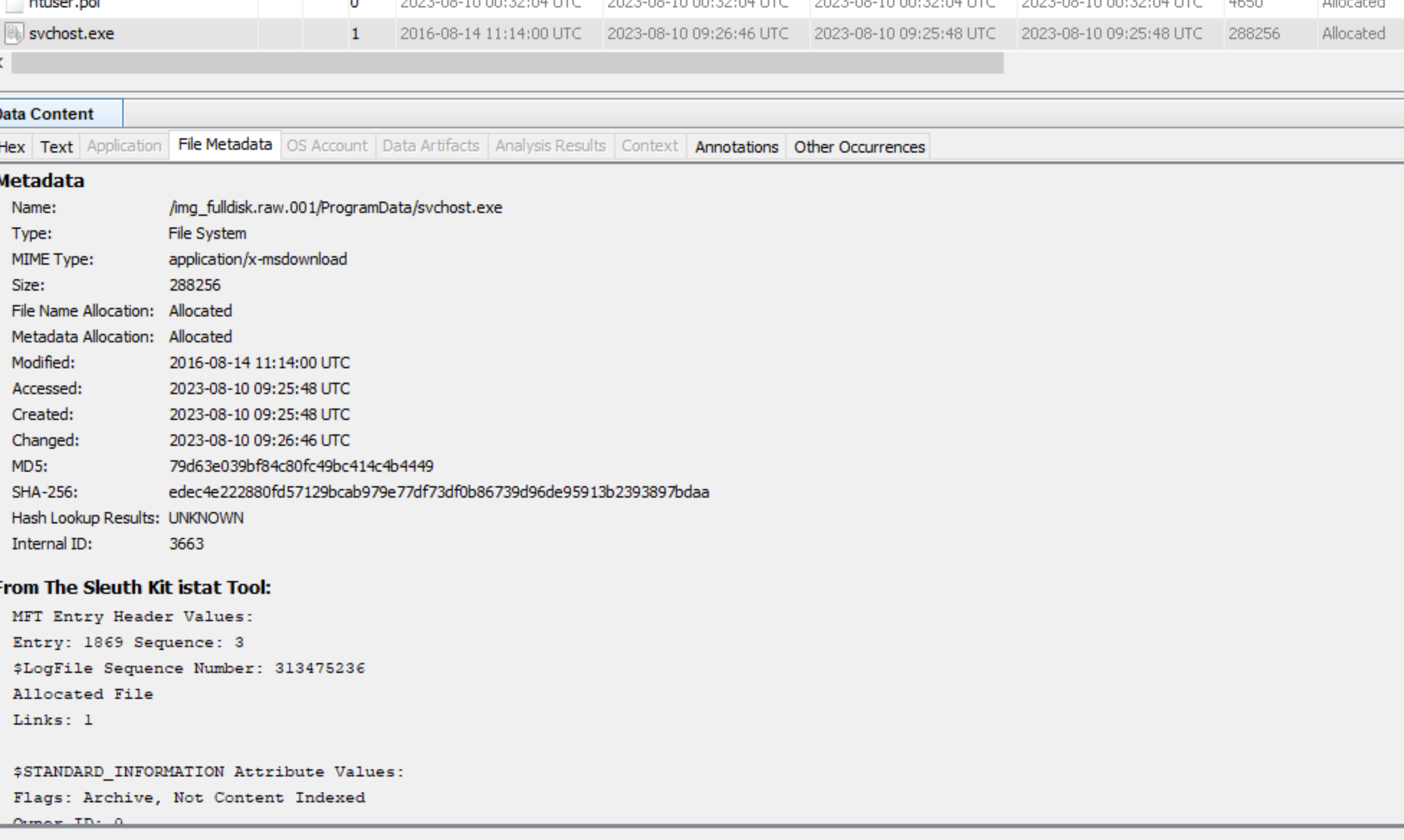 Persistence and Follow-On Activity screenshot