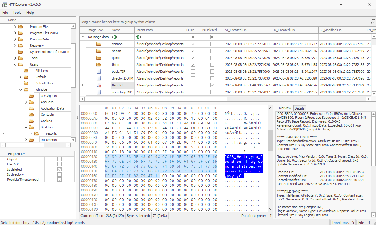 File Deletion and Recovery screenshot