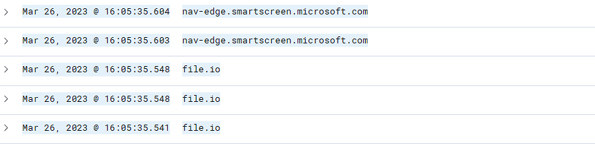 Zeek DNS query results for the compromised host