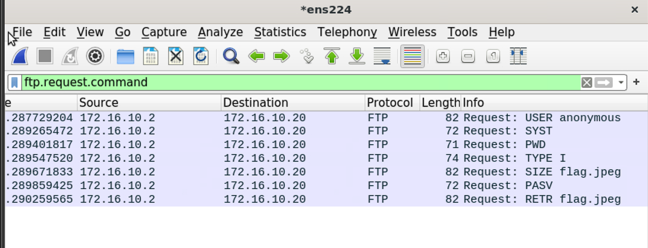 FTP commands in cleartext - anonymous login and RETR flag.jpeg