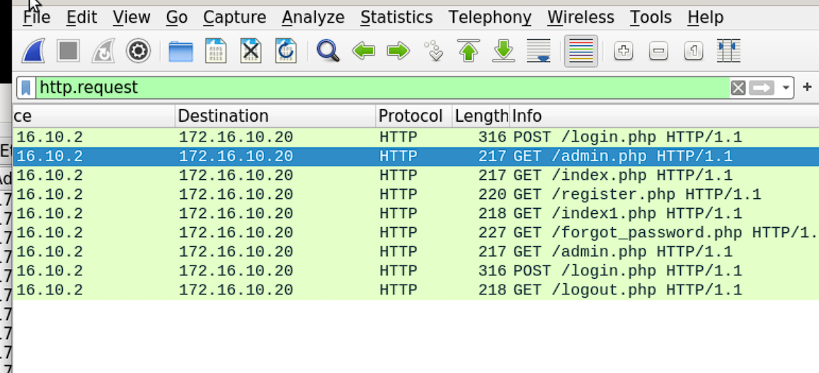 Filtering http.request to enumerate the PHP web app