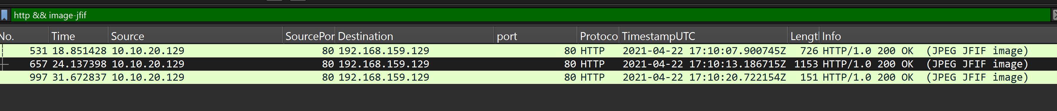 Filtering the whole capture with http && image-jfif