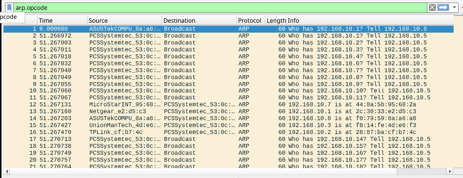 Sequential ARP scan across the subnet