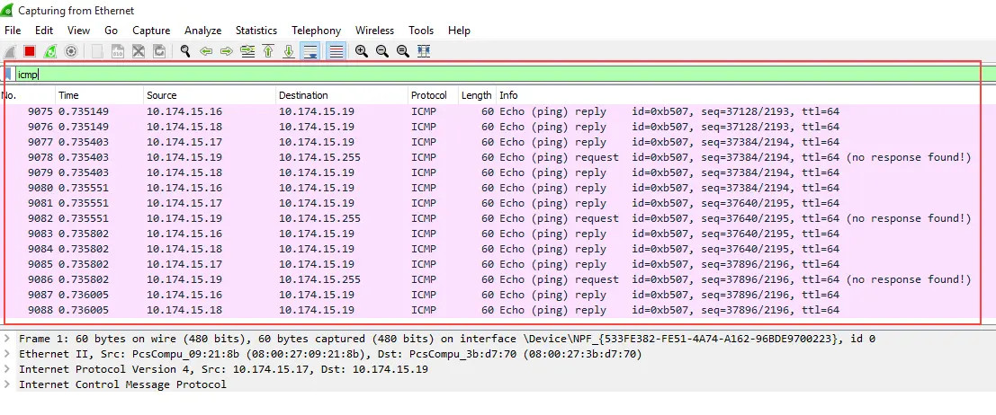 Smurf attack, excessive ICMP replies to one host