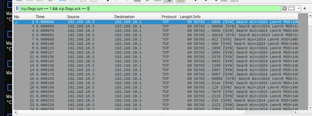 SYN scan pattern